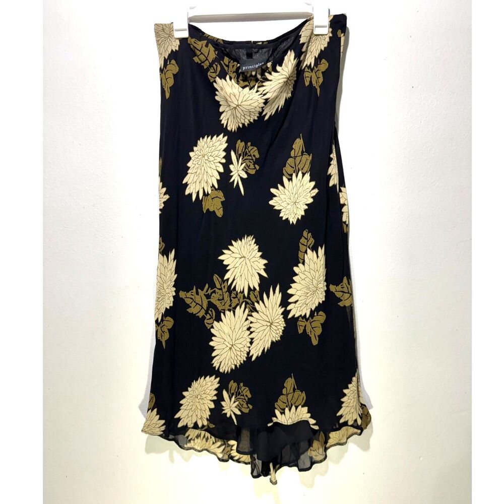 Principles asymmetric Y2K skirt high low dark floral moodie romantic women 14